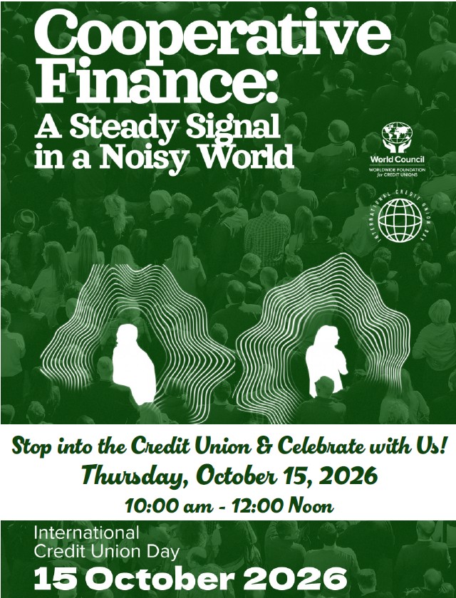 international credit unnion day, october 15, 2026, 10am - 12pm